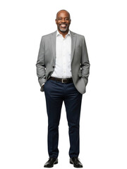 Confident businessman standing isolated on transparent background
