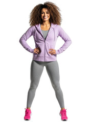 Confident woman in athletic wear isolated on transparent background