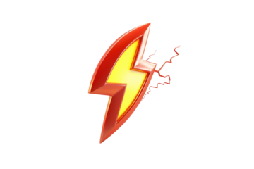 3D Render Thunderbolt Icon Flash Lightning Sale Isolated on Transparent background.