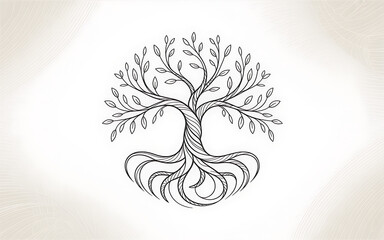 Line Tree of Life with Mandala Base isolated on a transparent background