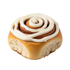 Fototapeta premium Cinnamon Roll Cream Cheese Frosting Black Background