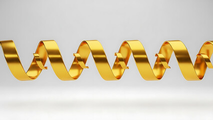 golden ribbon wave an elegant metallic strip twisting continuously on white background for luxury finance and abstract flow.