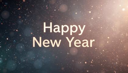 Happy New Year celebration with sparkling background and golden light