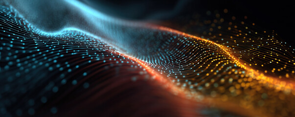 Digital background perfect for tech processes, neural networks, artificial intelligence, data transfer and encryption, digital archives, sound and graphic presentations, science, education, etc.