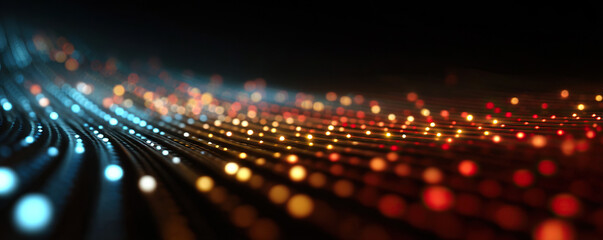 Digital background perfect for tech processes, neural networks, artificial intelligence, data transfer and encryption, digital archives, sound and graphic presentations, science, education, etc.