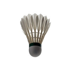 High-Quality White Shuttlecock with Green Decorative Band Isolated