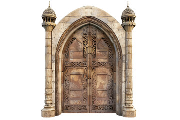 Traditional Arabic Door Design Isolated on Transparent background.