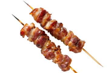 Bacon-Wrapped Date Skewer Isolated on Transparent background.