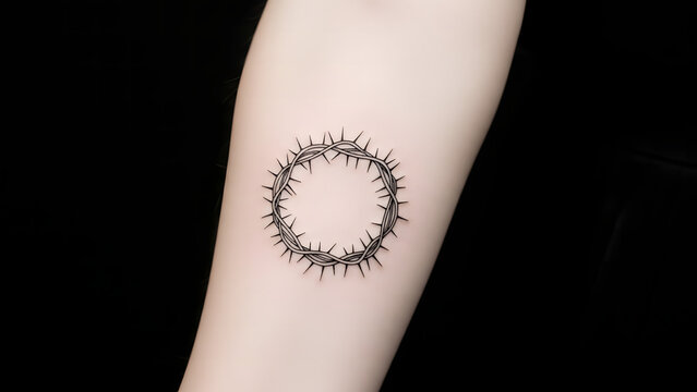Tattoo of crown of thorns on forearm