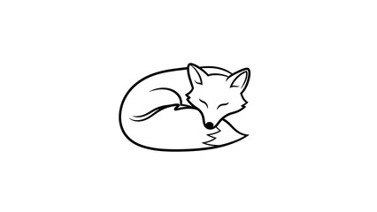 Fototapeta premium Minimal line of a sleeping fox isolated on a transparent background 1