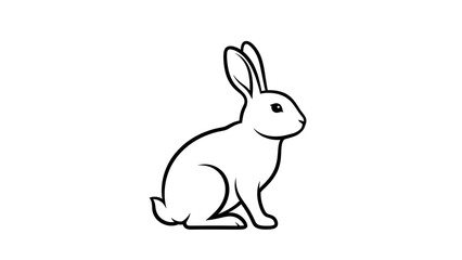 Obraz premium Minimal line of a sitting rabbit isolated on a transparent background