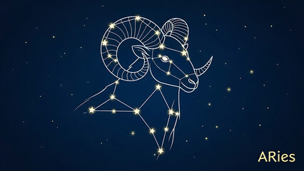 Fototapeta premium Aries zodiac constellation with ram isolated on a transparent background