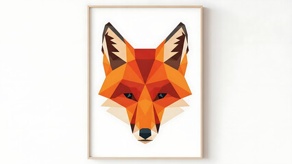 Fototapeta premium Geometric fox head in orange and brown isolated on a transparent background