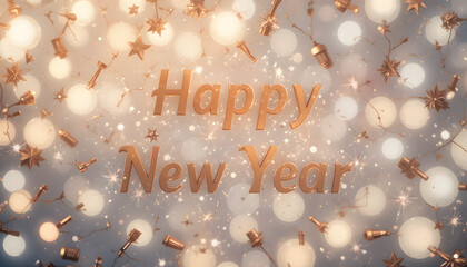 Golden Happy New Year celebration background with sparkling lights