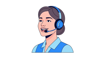 Friendly support agent avatar a professional woman with a headset, ready for virtual communication and excellent client assistance in a digital service environment