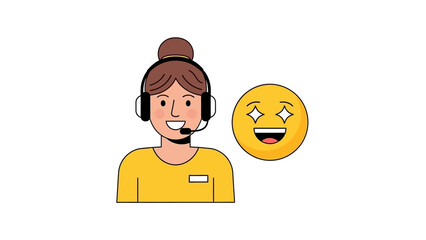 Professional customer service representative provides outstanding support, leading to a delightful client experience and positive feedback, illustrated with an amazed emoji