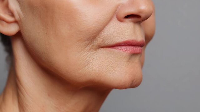 aging skin close up female face showing wrinkles fine lines natural texture skincare dermatology beauty aging process mature skin concept health aesthetics portrait detail soft light education car ag