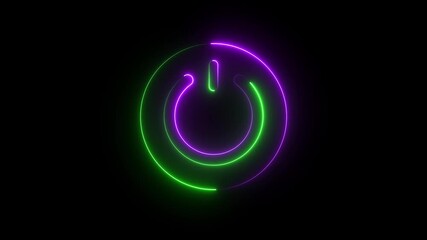 Neon Power button icon representing on and off control, start and shutdown concept. Clean and modern power symbol suitable for user interface, web and mobile app design, device control, electronics, - Powered by Adobe