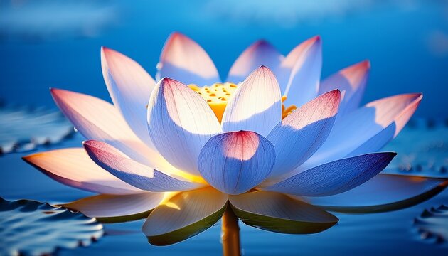 Lotus Flower In A Blue Pond