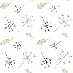 Winter flora streaming seamless repeat, perfect for modern wallpaper, background, print. Seamless natural pattern.