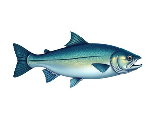 Naklejka premium A fish stands upright on a white surface, ready for inspection or study