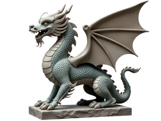 Fototapeta premium A bronze dragon sculpture on a clean white surface
