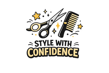 Style with confidence: scissors and comb with decorative stars