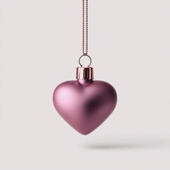 Heart shaped hanging ornament isolated on white background 