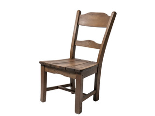 Fototapeta premium A single wooden chair sitting on a plain white background