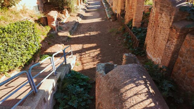 The Via dei Balconi in Ostia Antica, the old port of Rome, Lazio, Italy, dating back to the 7th century BC
