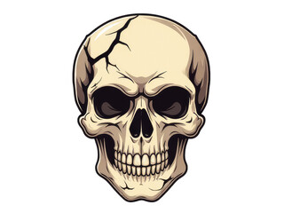 Fototapeta premium A cartoon skull with a cracked face, perfect for Halloween and spooky designs