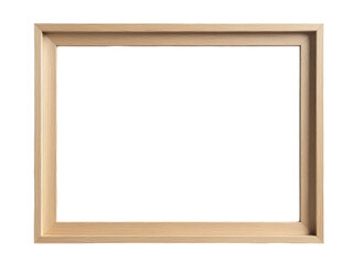 A simple wooden picture frame on a white background