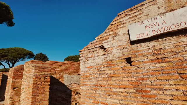 The House of the Jealous One or Caseggiato dell'Invidioso in Ostia Antica, the old port of Rome, Lazio, Italy, dating back to the 7th century BC