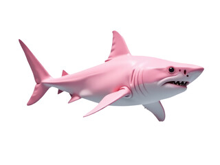 Obraz premium A bright pink toy shark with its mouth open, perfect for kids' play or decorative purposes