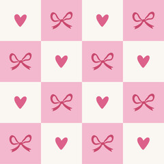 Valentine's Day mosaic pattern with hearts and bows