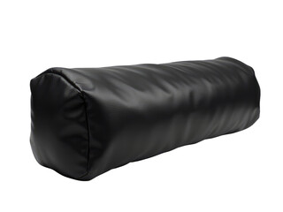 A simple yet elegant design of a black leather pillow against a white background