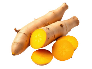 Close-up of a carrot and a slice of fruit, perfect for food photography or recipes