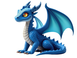 Obraz premium A majestic blue dragon sits proudly on a clean white surface, ready for display or use