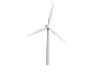 Fototapeta premium A close-up view of a white wind turbine against a white background, suitable for use in presentations or reports about renewable energy