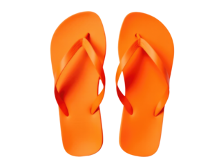 A pair of bright orange flip flops, perfect for summer or beach activities