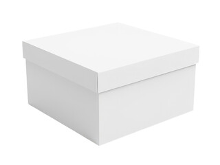 Fototapeta premium A simple white box with a lid sitting on a white background, ideal for use in product or commercial photography