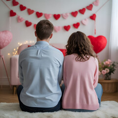 Couple celebrating valentine's day isolated on white background