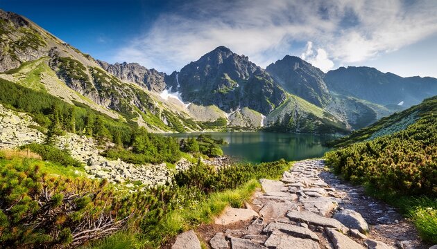 Trail To Black Lake Under Rysy Peak Tatra Mountains Poland