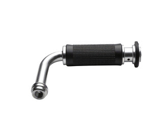 A close-up shot of a motorcycle handle on a white background, suitable for use in automotive or lifestyle photography