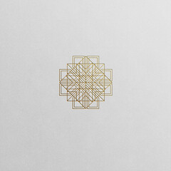 Geometric pattern logo in luxury gold shades. Sleek and modern design can fit various industries.
