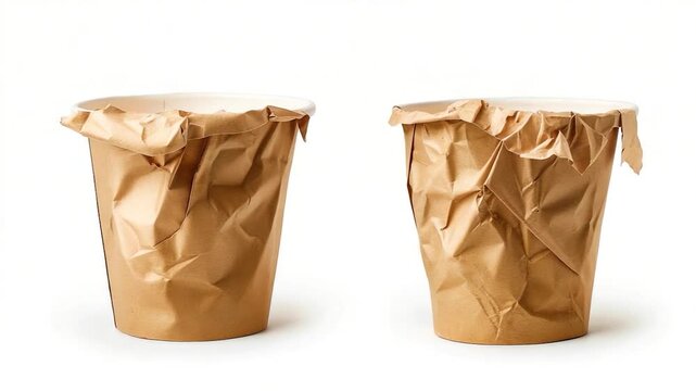Video Two adjacent paper cups made of brown paper