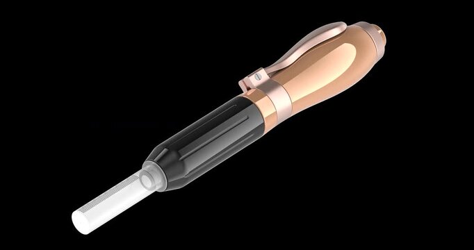 Hyaluronic pen needle-free injector rotation animation seamlessly loopable. 3D rendering