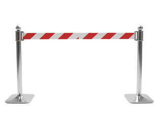 Obraz premium A simple wooden barricade painted in red and white stripes, placed against a plain white background