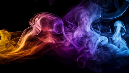 Different Colors Smoke Sheet On Abstract Black Background