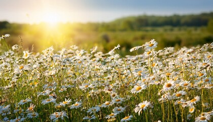Daisy Field In Summer Sunlight A Serene Floral Landscape